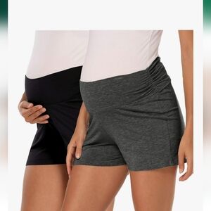 🤶2 fitGlam Maternity Lounge Shorts Black & Gray Size XL